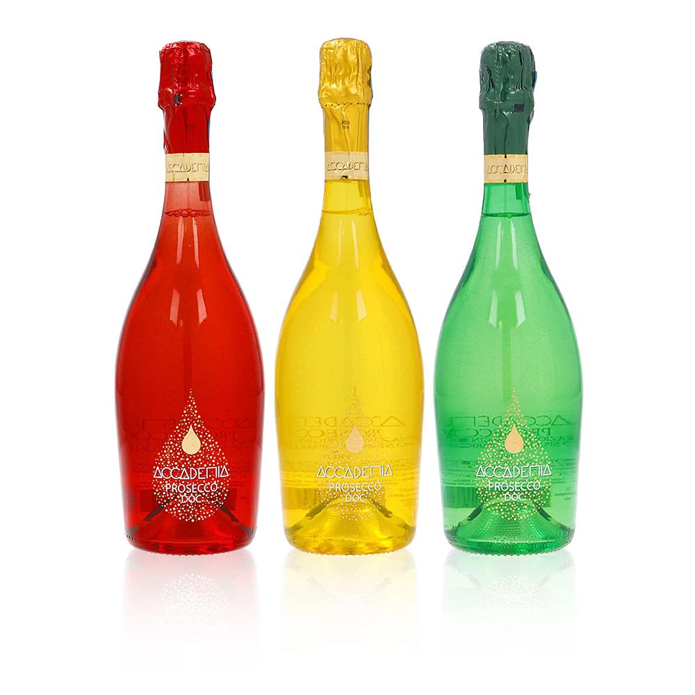 QVC Bottega 3 bottiglie Prosecco DOC Brut rosso verde giallo