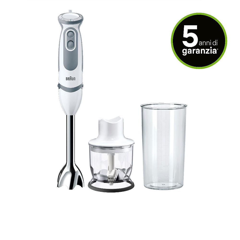 QVC Braun MQ5220WH Minipimer MultiQuick5 a 21 velocità Bicchiere+tritatutto