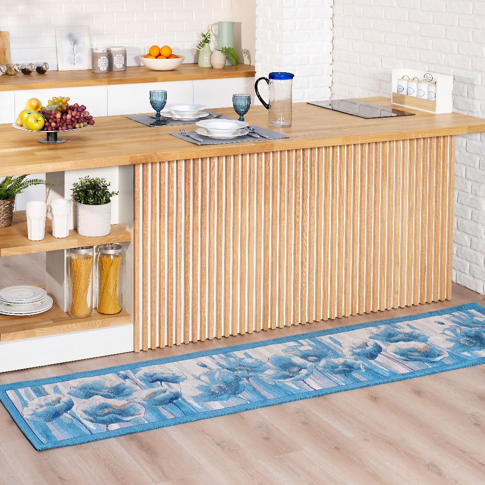 QVC By Suardi Tappeto Amsterdam in misto cotone motivo Papaveri fondo antiscivolo