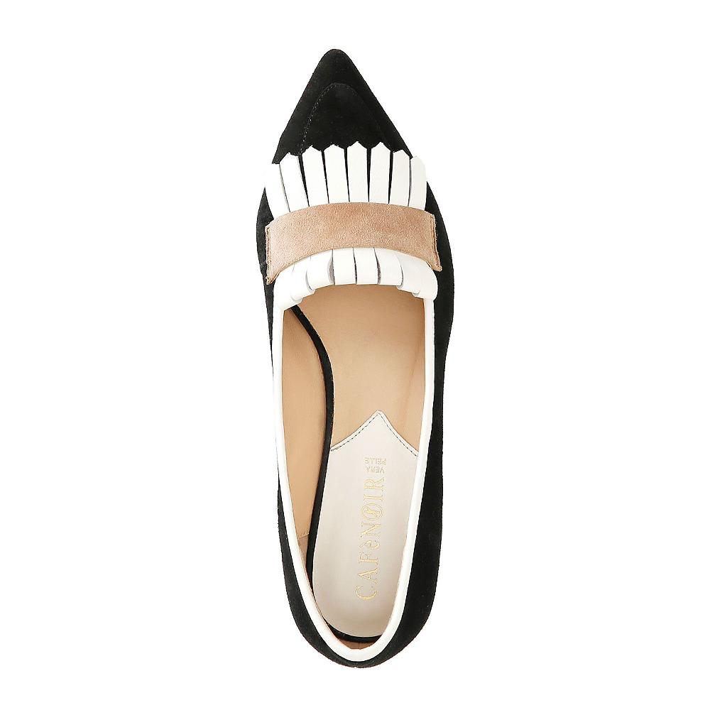 QVC Cafè Noir Ballerine Sfilate In Pelle Scamosciata Con Frange