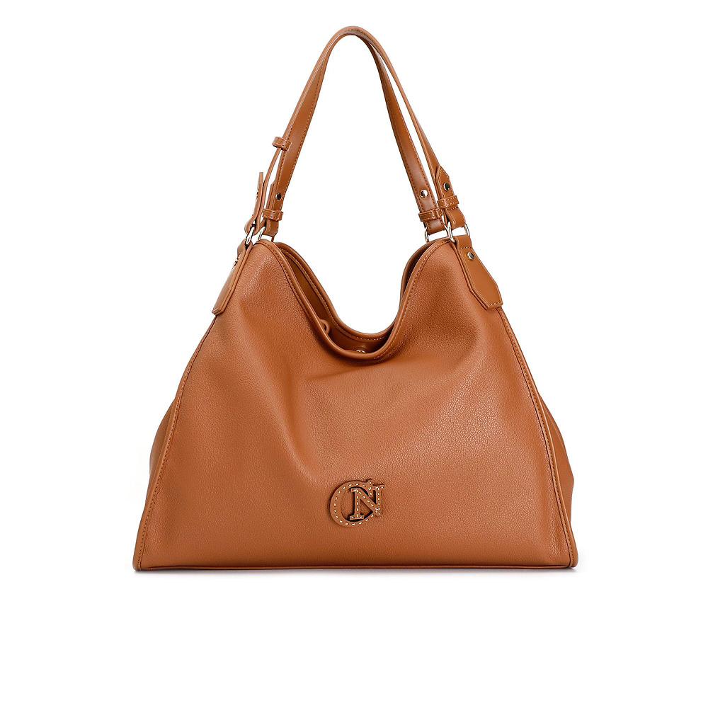 QVC Cafè Noir Borsa a spalla con logo e bottone magnetico
