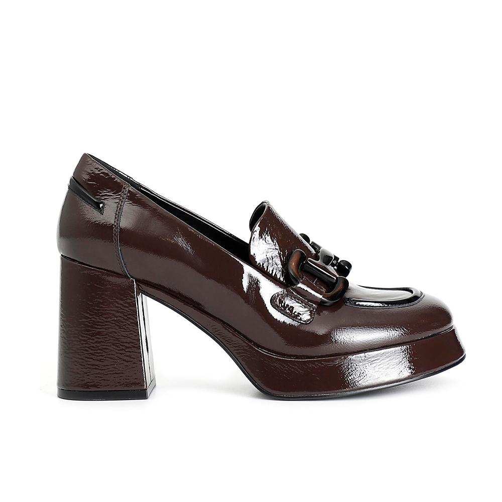 QVC Cafè Noir Mocassini in pelle con punta squadrata e tacco 8cm