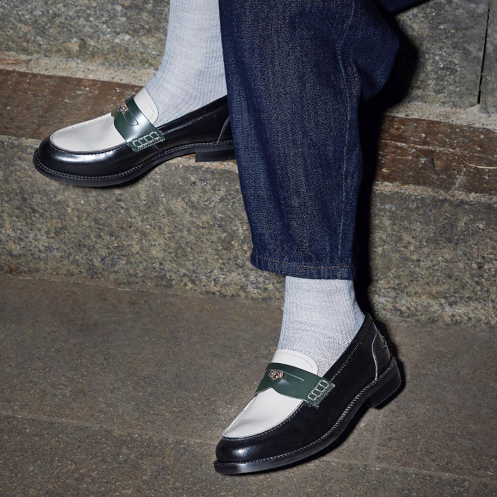 QVC Cafè Noir Mocassini In Pelle Con Tacco 2 5 Cm E Medaglietta