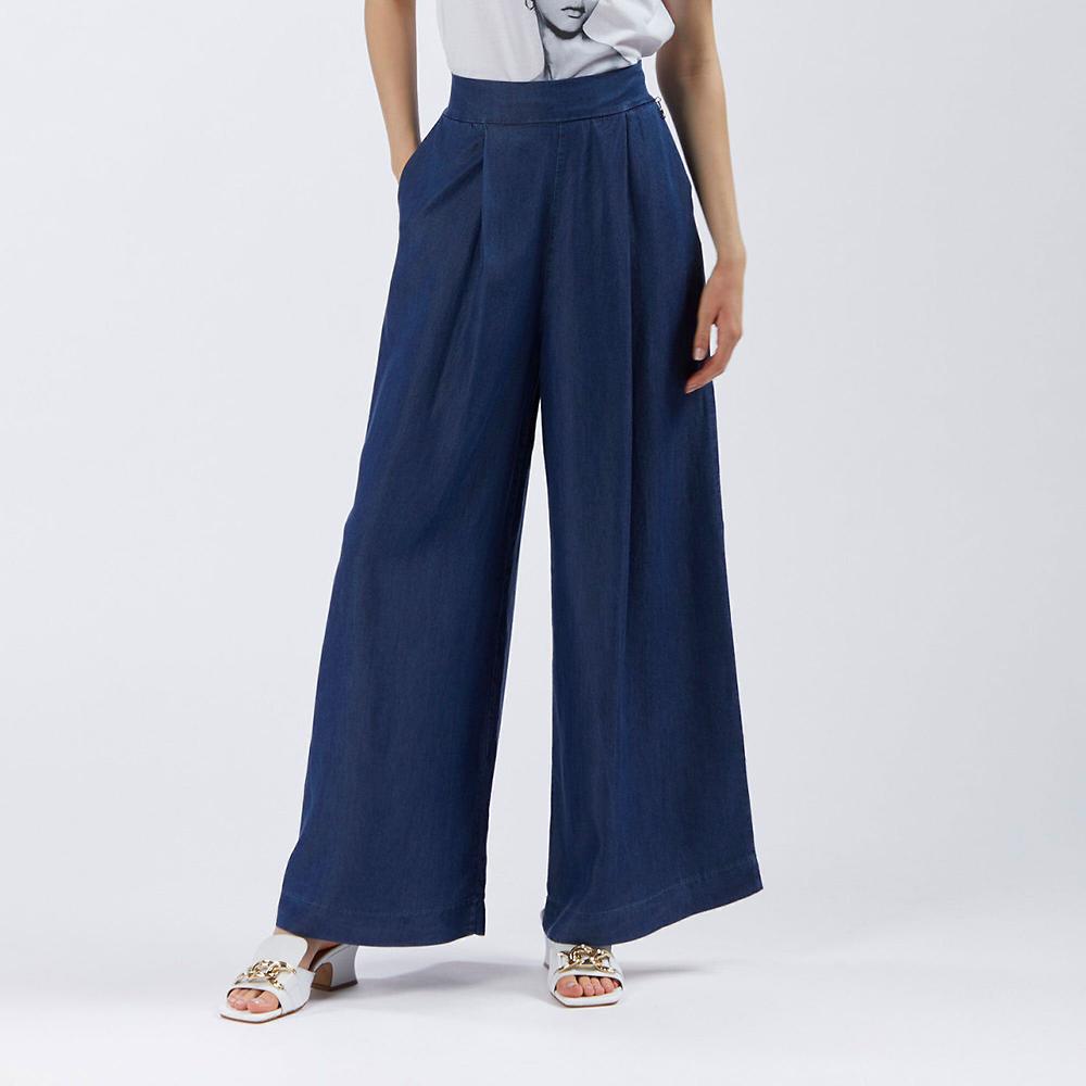 QVC Cafè Noir Pantalone ampio in lyocell effetto denim