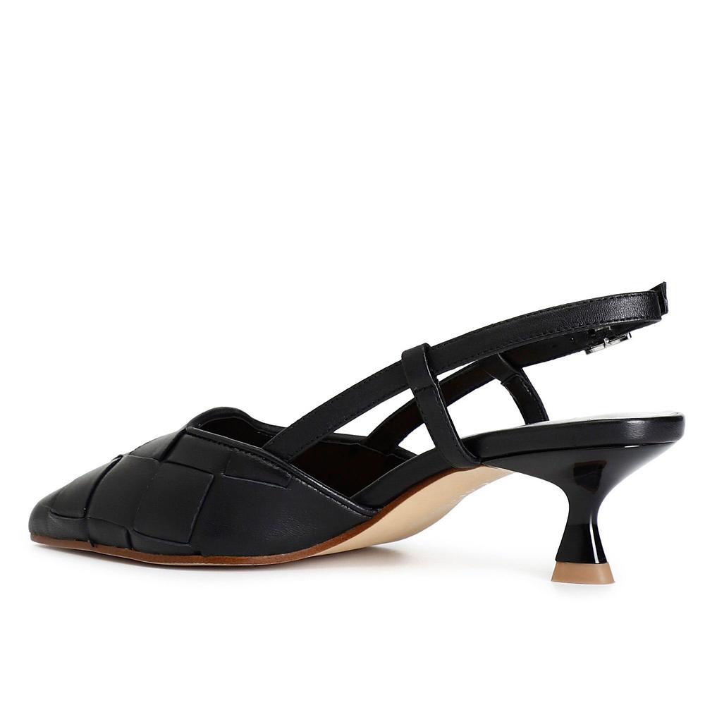 QVC Cafè Noir Sandali Slingback Sfilati In Pelle Con Intreccio