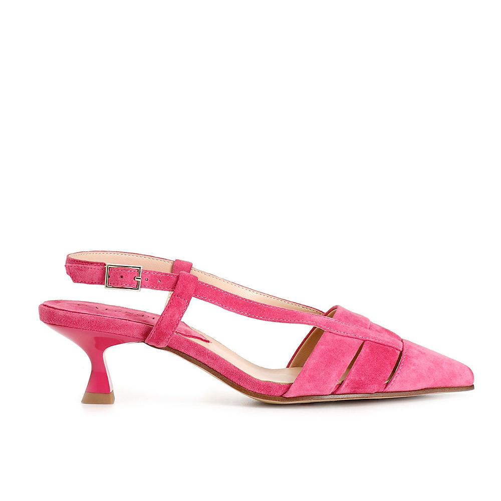 QVC Cafè Noir Slingback sfilate in pelle scamosciata tacco 4 5 cm