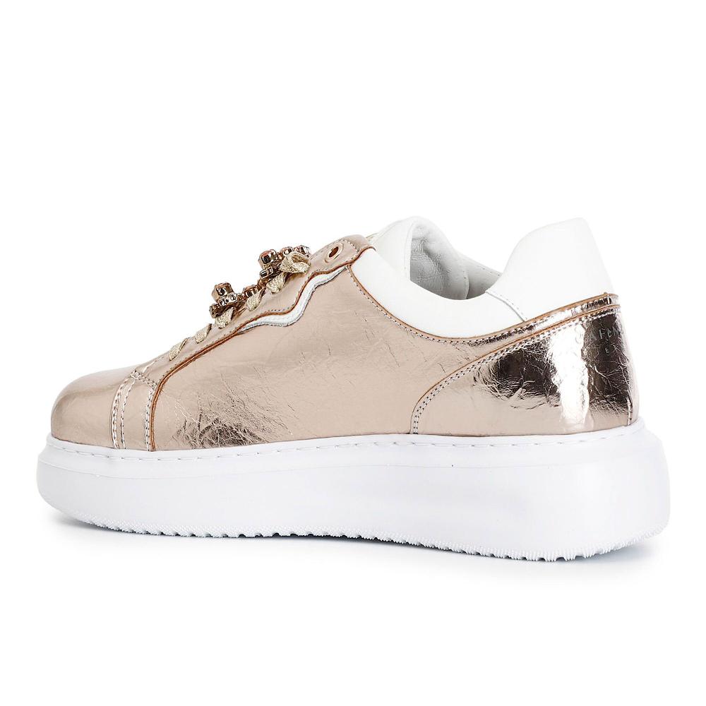 QVC Cafè Noir Sneaker Stringate Con Tomaia Laminata Effetto Stropicciato