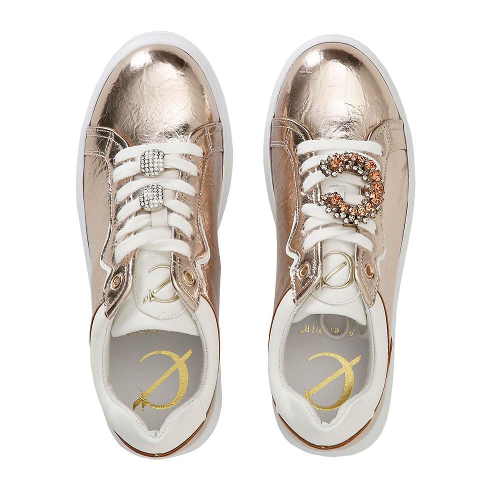 QVC Cafè Noir Sneaker Stringate Con Tomaia Laminata Effetto Stropicciato