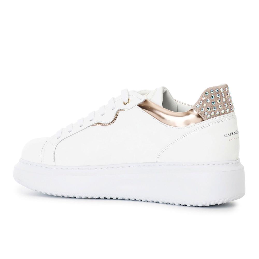 QVC Cafè Noir Sneaker Stringate In Pelle Con Inserti Laminati E Strass