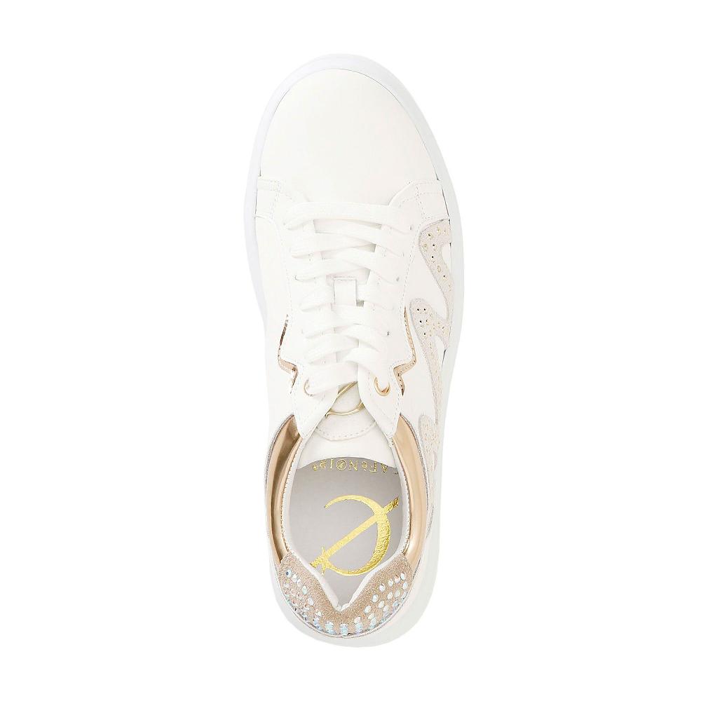 QVC Cafè Noir Sneaker Stringate In Pelle Con Inserti Laminati E Strass