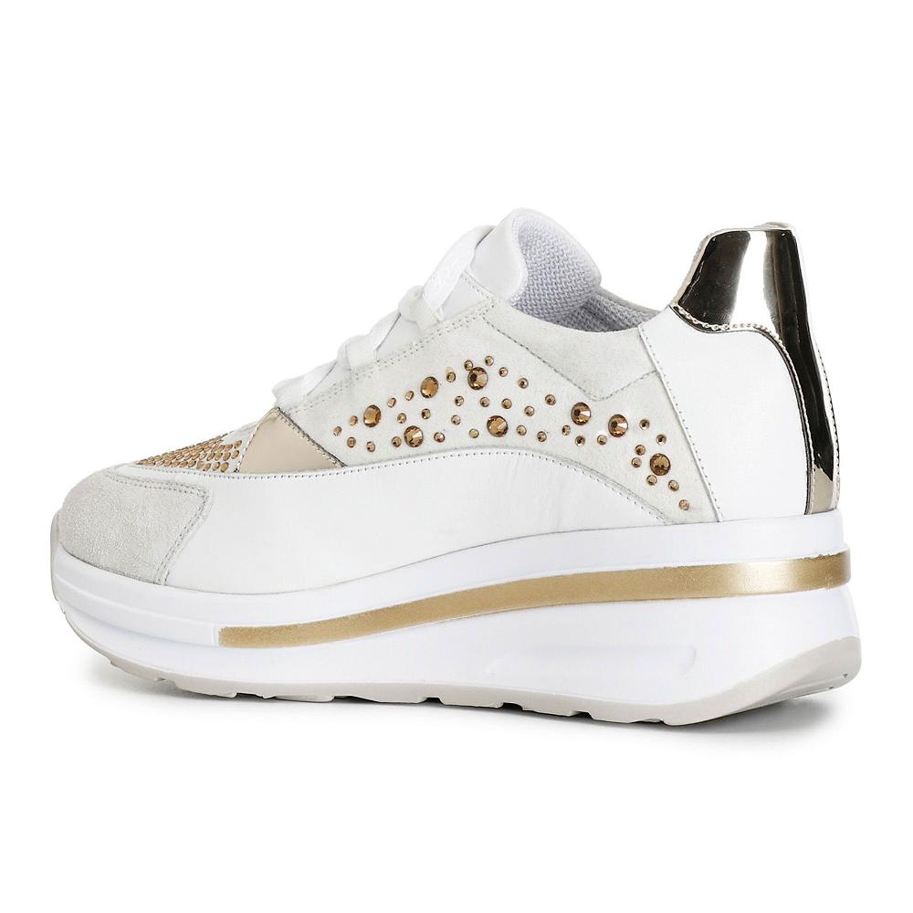 QVC Cafè Noir Sneaker Stringate In Pelle Con Tacco 5 Cm