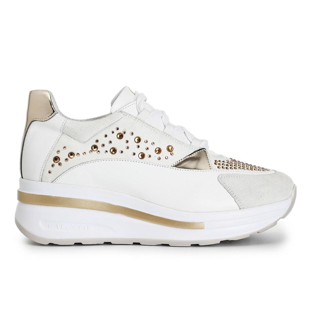 QVC Cafè Noir Sneaker stringate in pelle con tacco 5 cm