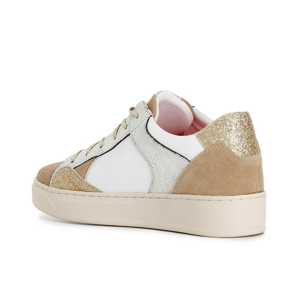 QVC Cafè Noir Sneaker Stringate In Pelle E Cuoio Con Inserti Glitter