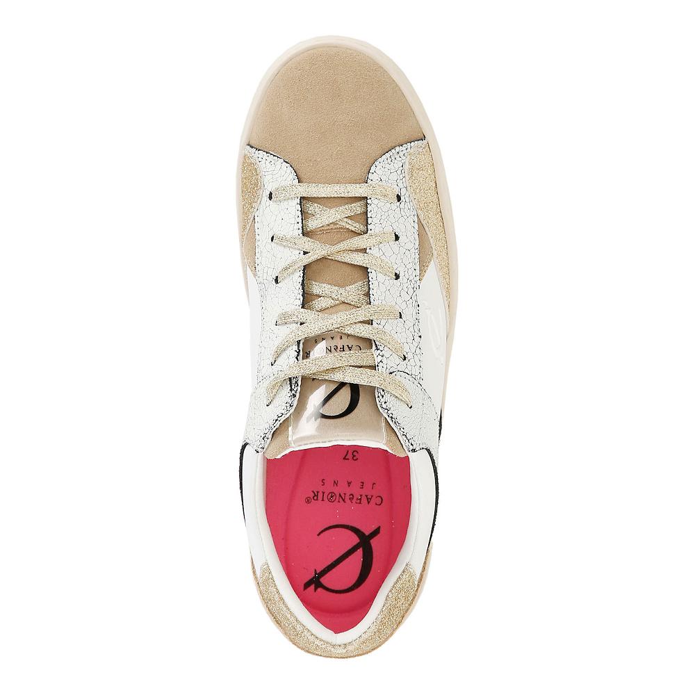 QVC Cafè Noir Sneaker Stringate In Pelle E Cuoio Con Inserti Glitter