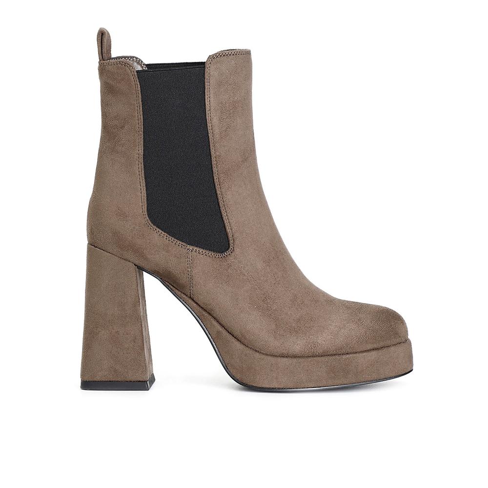 QVC Cafè Noir Stivaletti con inserti elastici e tacco ampio 10cm