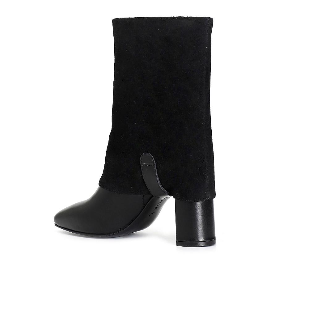 QVC Cafè Noir Tronchetti In Pelle Con Gambale Rivestito E Tacco 8 Cm