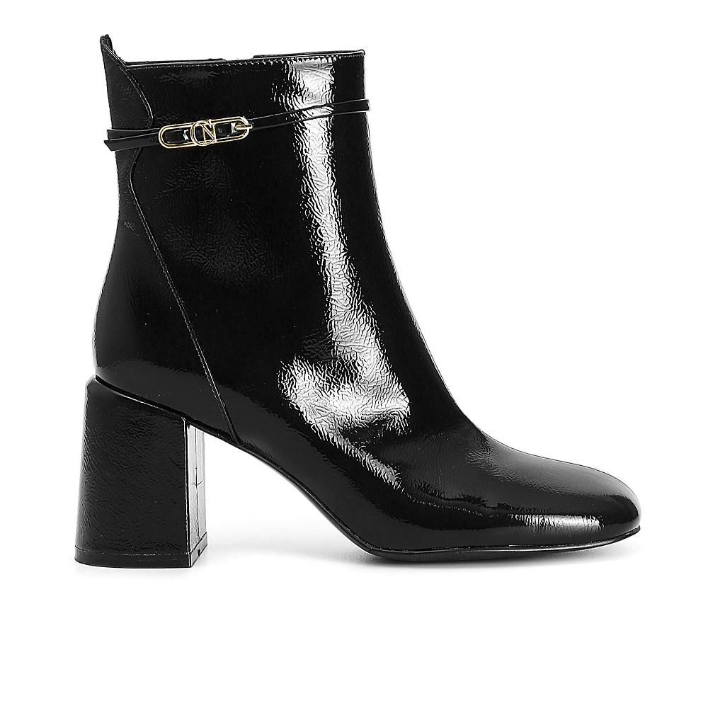 QVC Cafè Noir Tronchetti in pelle con punta squadrata e tacco 8 cm