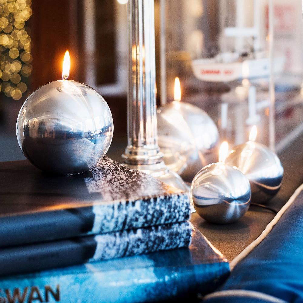 QVC Candele Firenze Candela A Sfera Effetto Metallo + Scatola