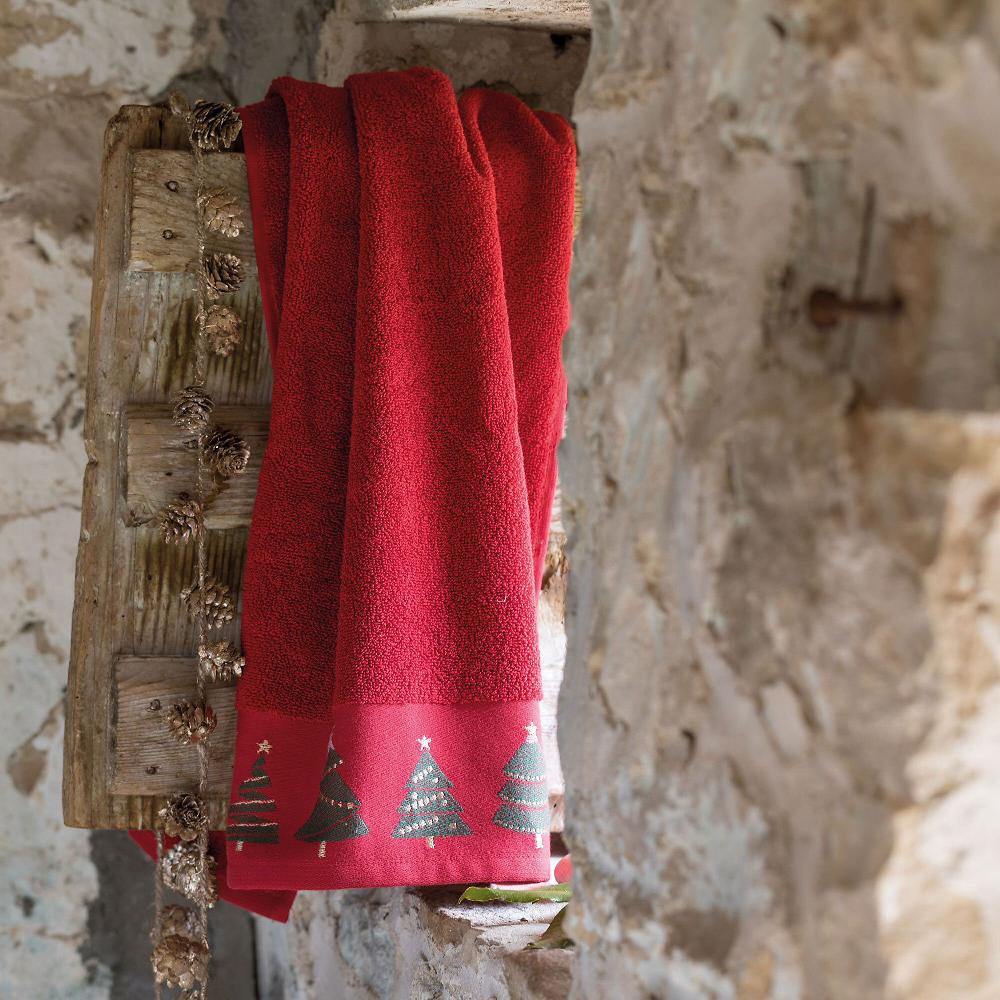 QVC Carillo Home Abete Coppia asciugamani cotone bordo decorato