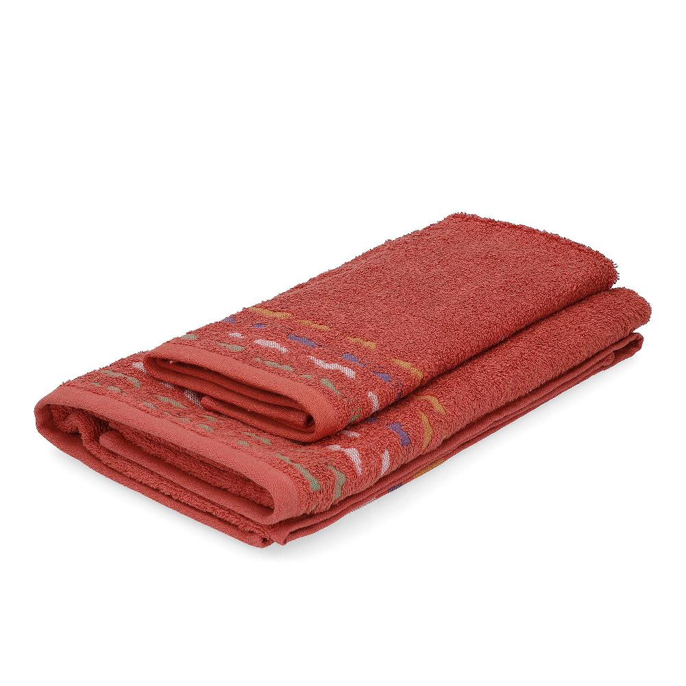 QVC Carillo Home Coppia asciugamani Gatsby in cotone con bordo jacquard