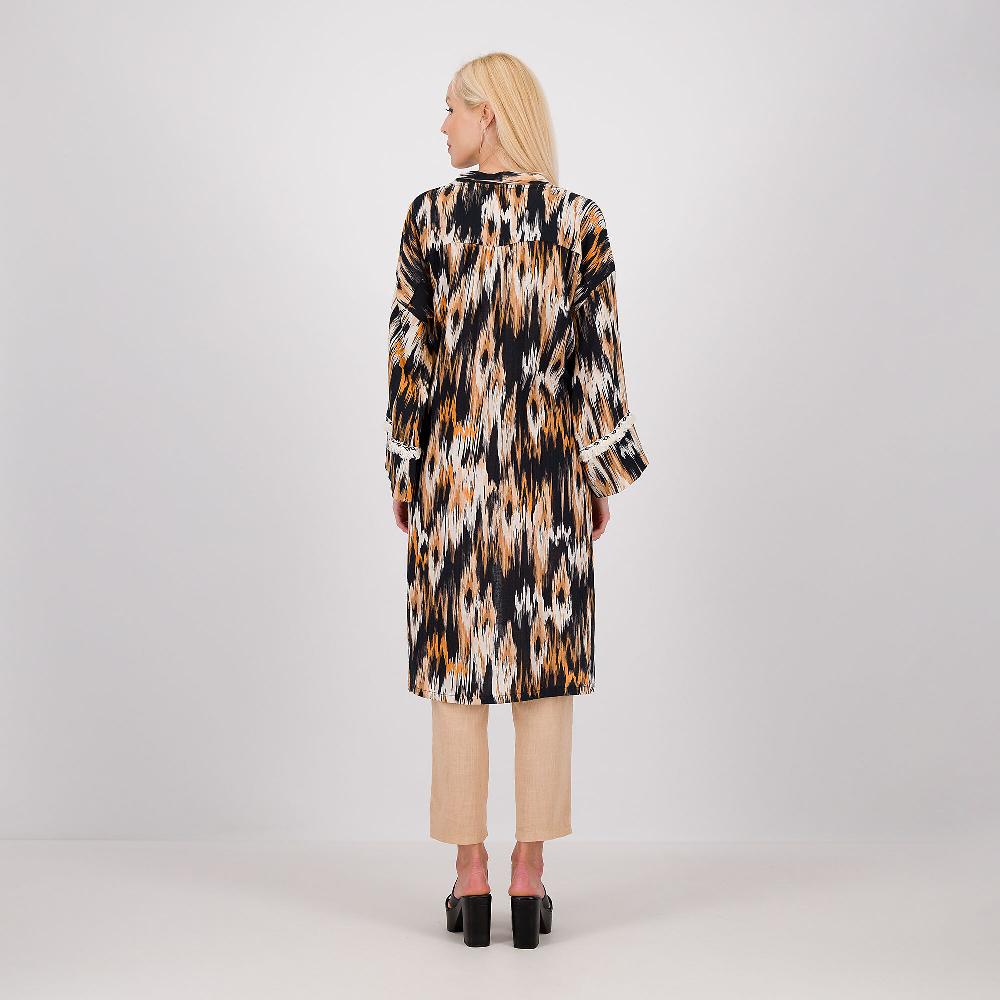 QVC Carlotta Neri Cardigan Lungo In Garza Di Cotone Fantasia