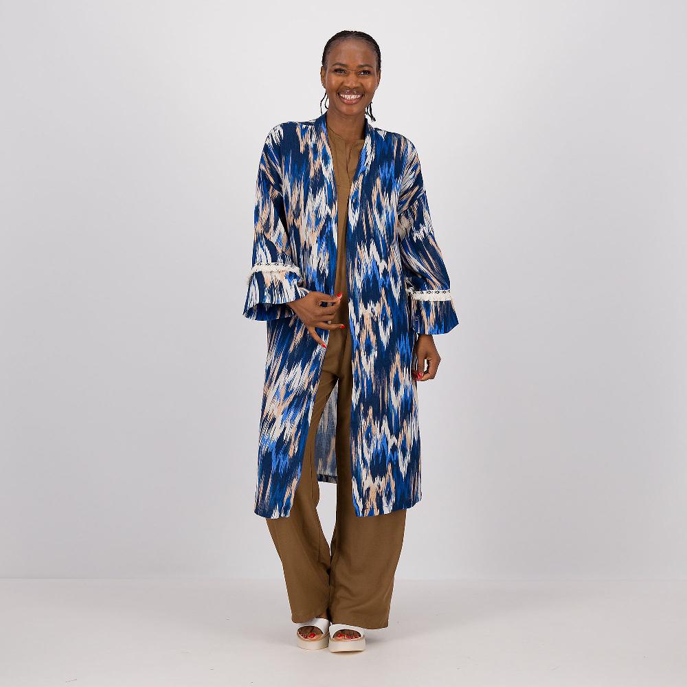 QVC Carlotta Neri Cardigan lungo in garza di cotone fantasia