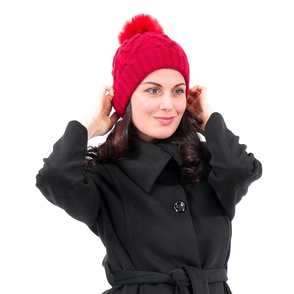 QVC Carlotta Neri Cuffia da donna lavorata con ponpon
