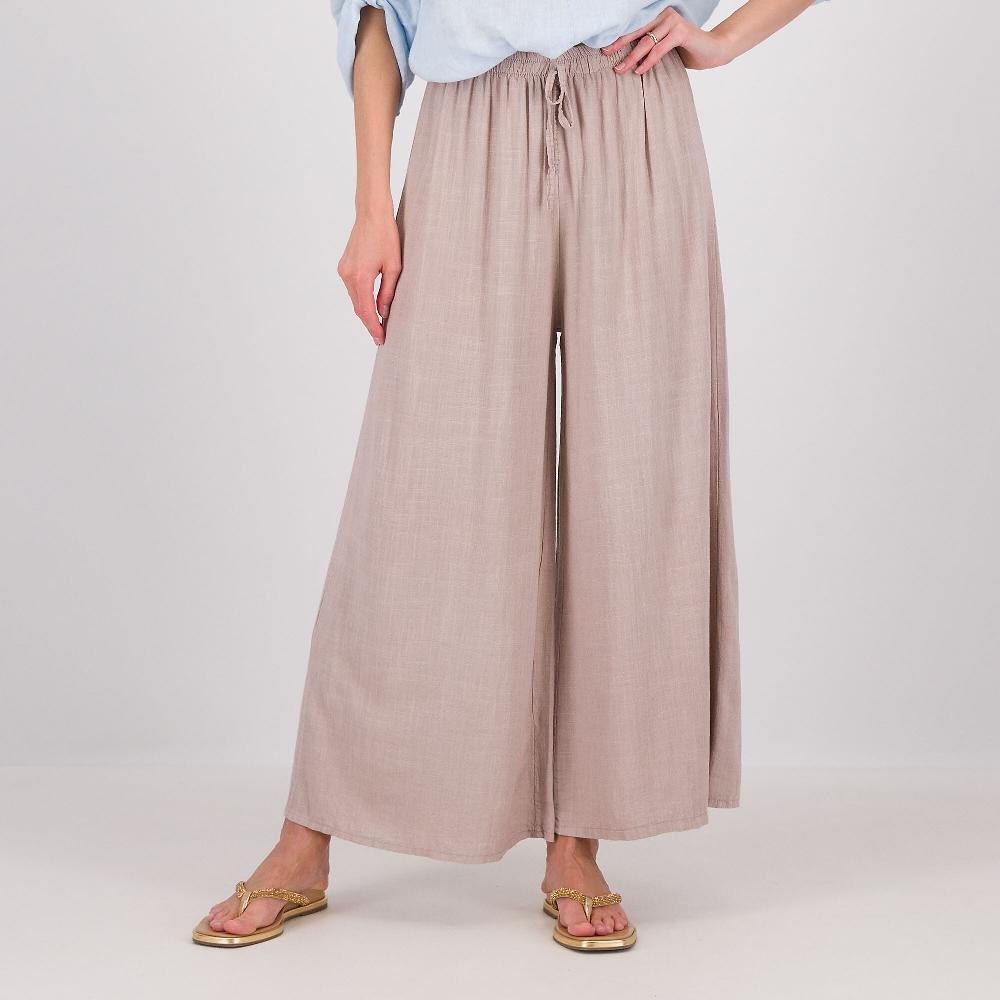 QVC Carlotta Neri Pantaloni ampi in viscosa e lino con elastico