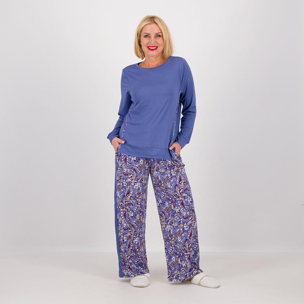 QVC Carole Hochman Pigiama A 2 Pezzi Maglia Tinta Unita Pantaloni Fantasia