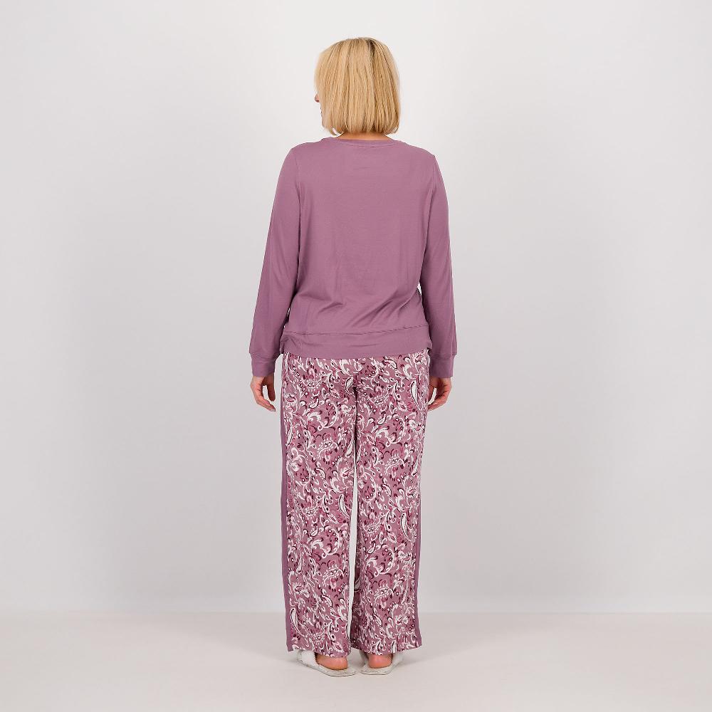 QVC Carole Hochman Pigiama A 2 Pezzi Maglia Tinta Unita Pantaloni Fantasia