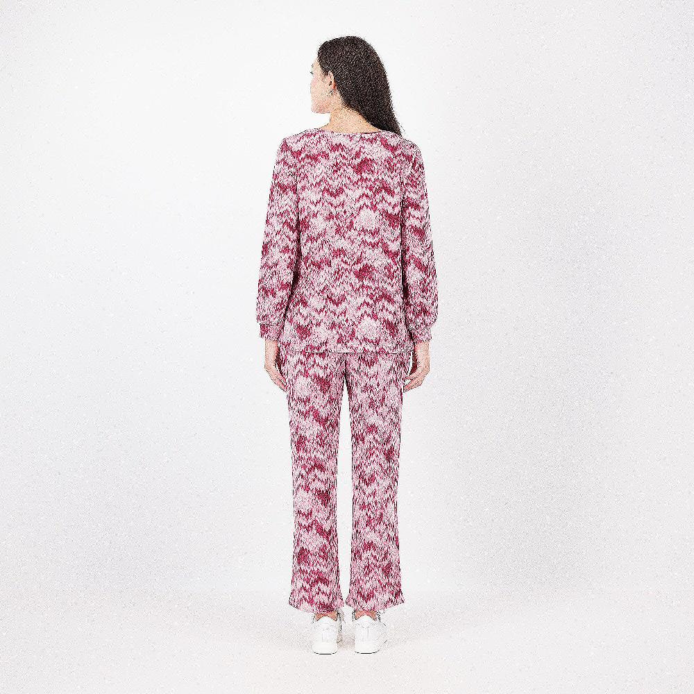 QVC Carole Hochman Set Relax Fantasia: Maglia Scollo A Barca E Pantaloni