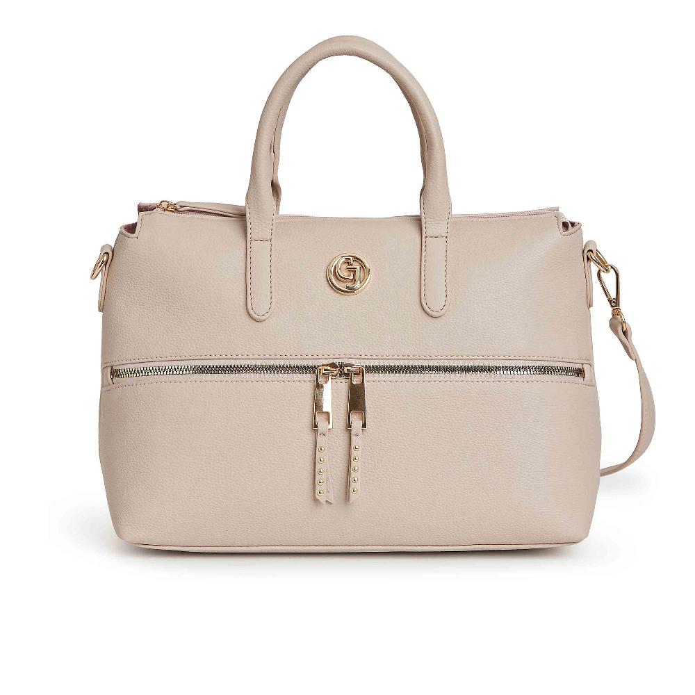 QVC Carrera Accessori Borsa a mano con due manici e logo metallico
