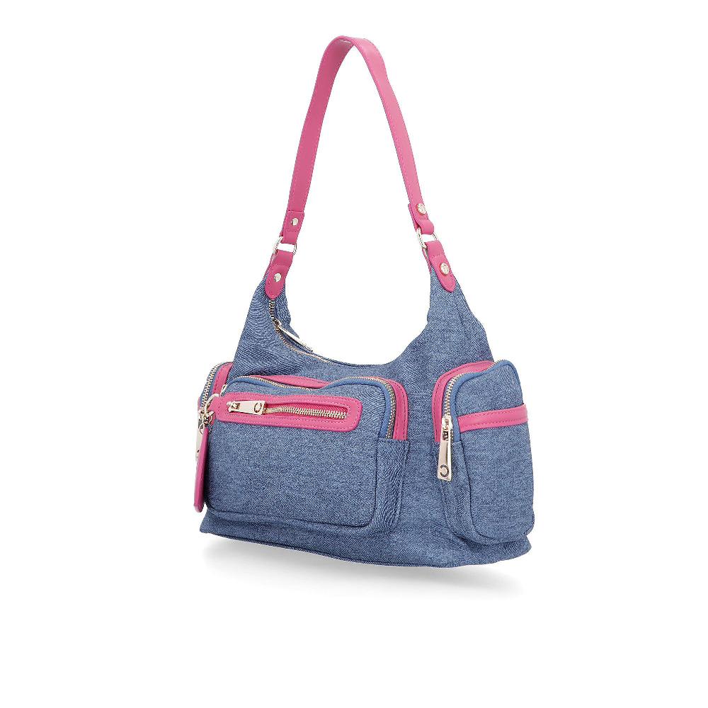 QVC Carrera Accessori Borsa A Spalla Effetto Denim Con Charm A Cuore