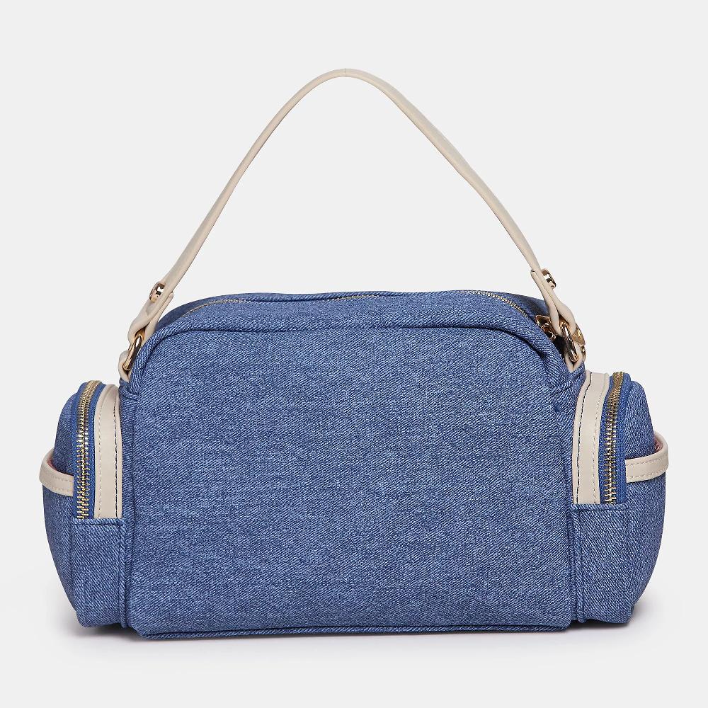 QVC Carrera Accessori Borsa A Tracolla Effetto Denim Con Charm E Cuore