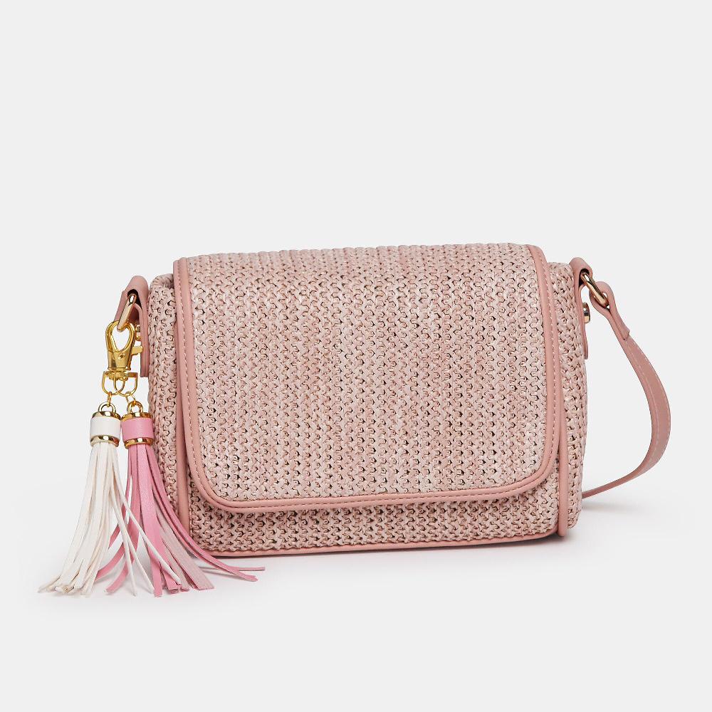 QVC Carrera Accessori Borsa a tracolla effetto paglia intrecciata