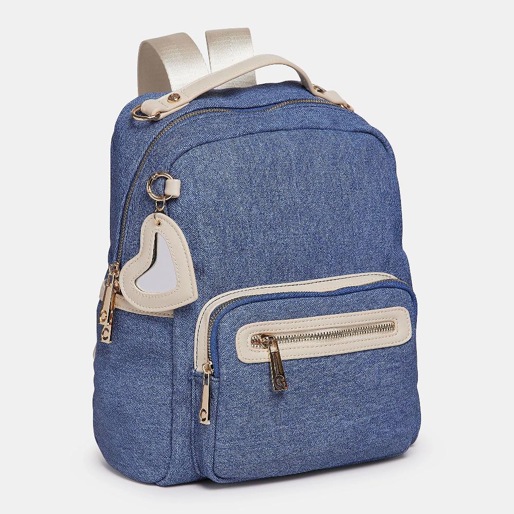 QVC Carrera Accessori Zaino Effetto Denim Con Charm A Cuore E Chiusura Zip