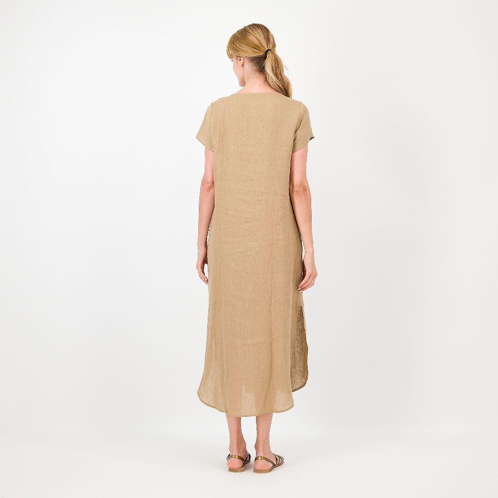 QVC Caterina Lancini Abito A Kaftano Con Pizzo Allo Scollo 100% Lino