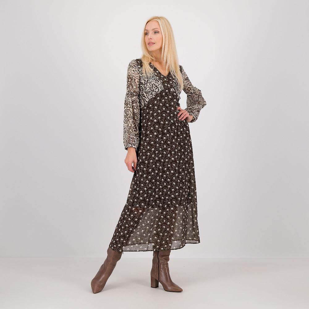 QVC Caterina Lancini Abito georgette due fantasie sottoveste in jersey di viscosa
