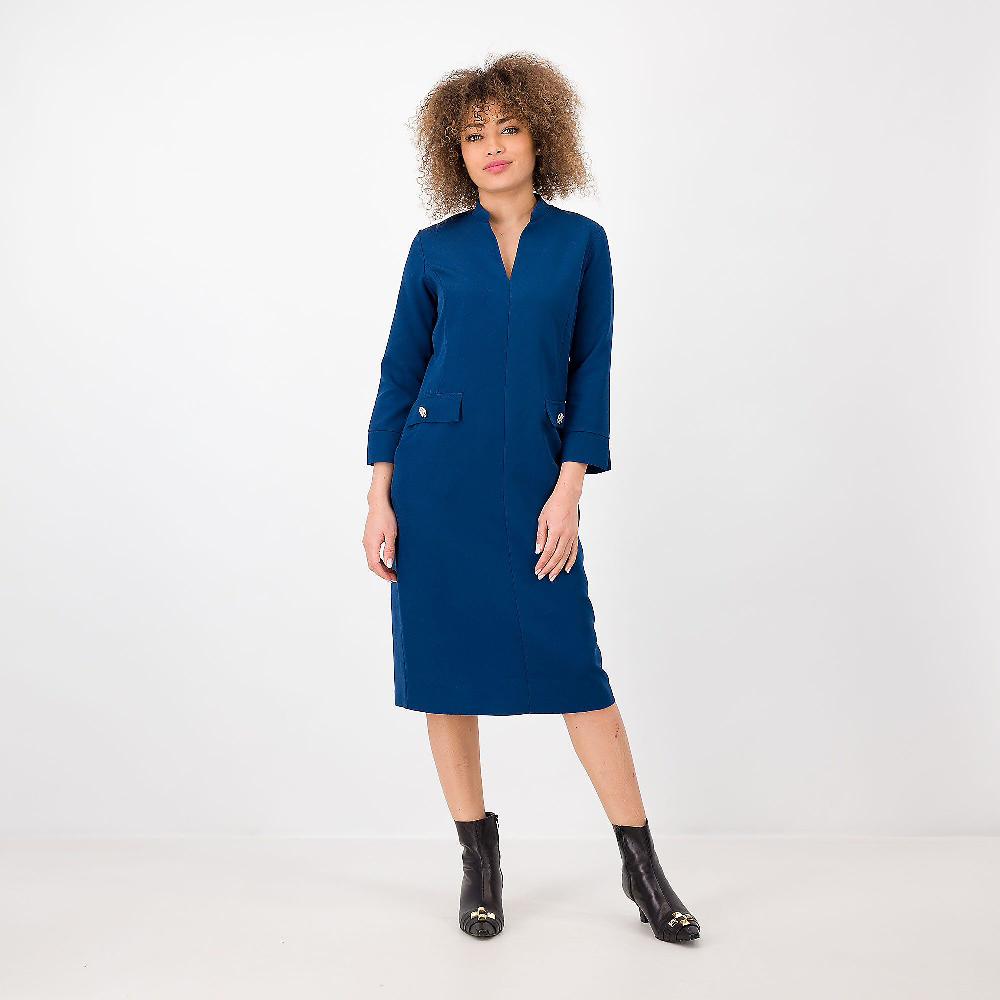 QVC Caterina Lancini Abito in bi-stretch collo a listino Bottoni gioiello Made in Italy
