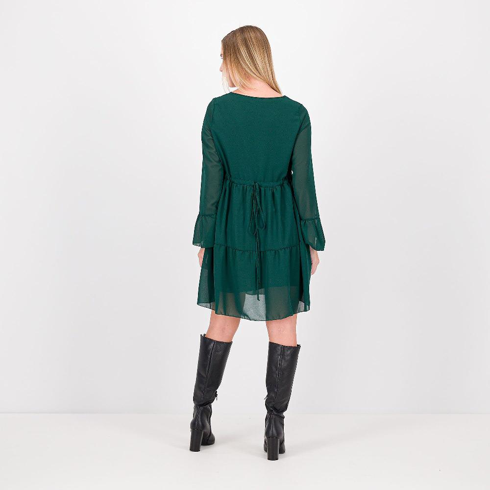 QVC Caterina Lancini Abito In Georgette Con Balze E Coulisse Dietro