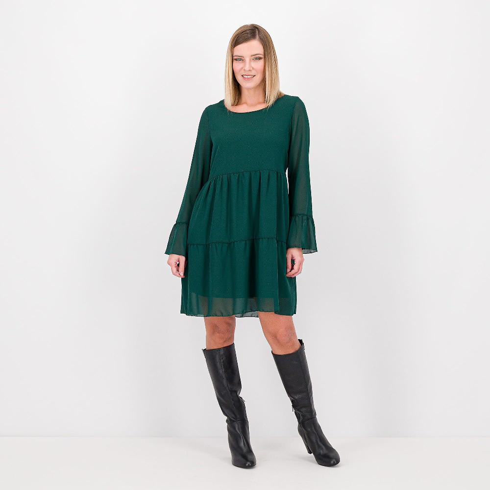 QVC Caterina Lancini Abito in georgette con balze e coulisse dietro