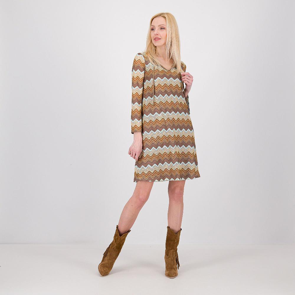 QVC Caterina Lancini Abito in maglia fantasia crochet linea svasata