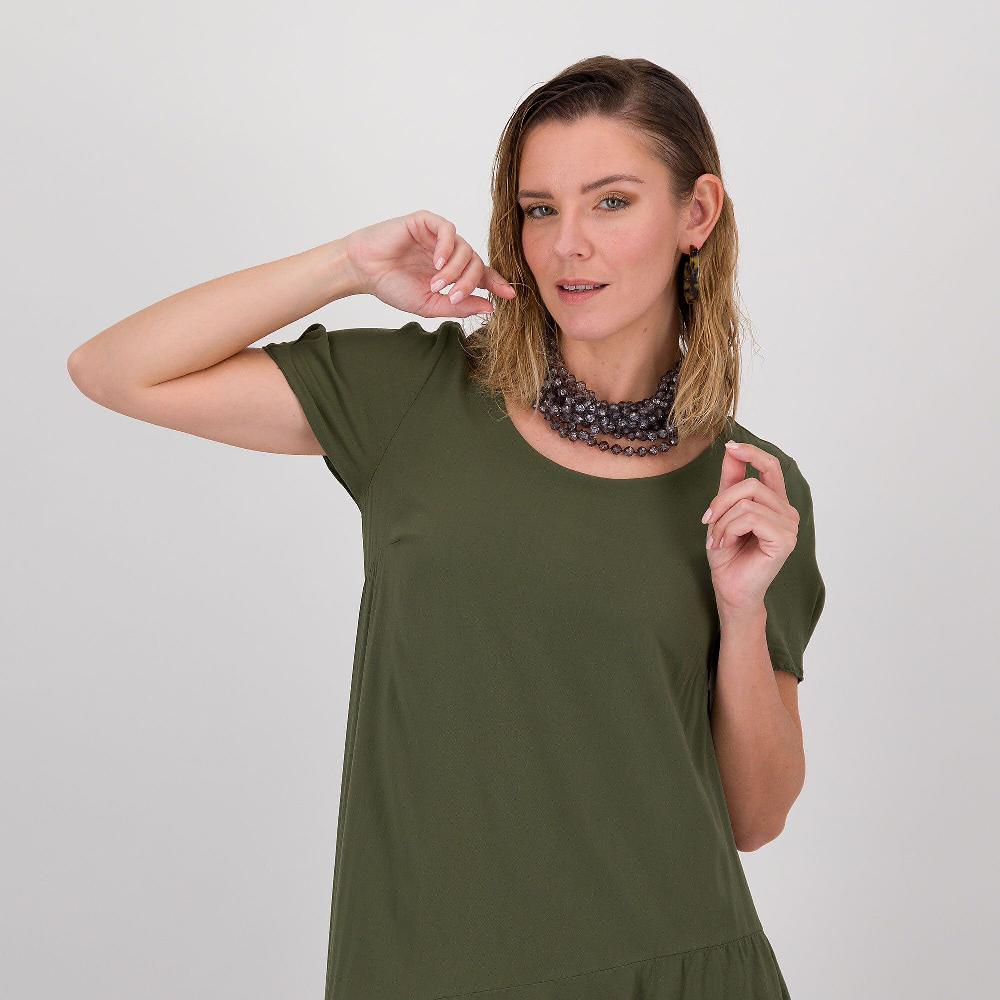QVC Caterina Lancini Abito Linea A A In Popeline 100% Viscosa Con Giochi Di Volants
