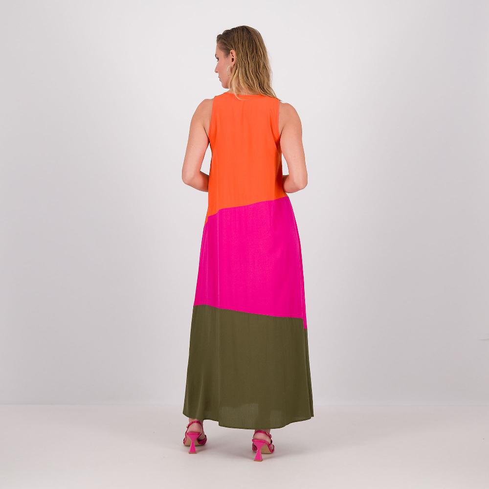 QVC Caterina Lancini Abito Lungo Color Block In Viscosa