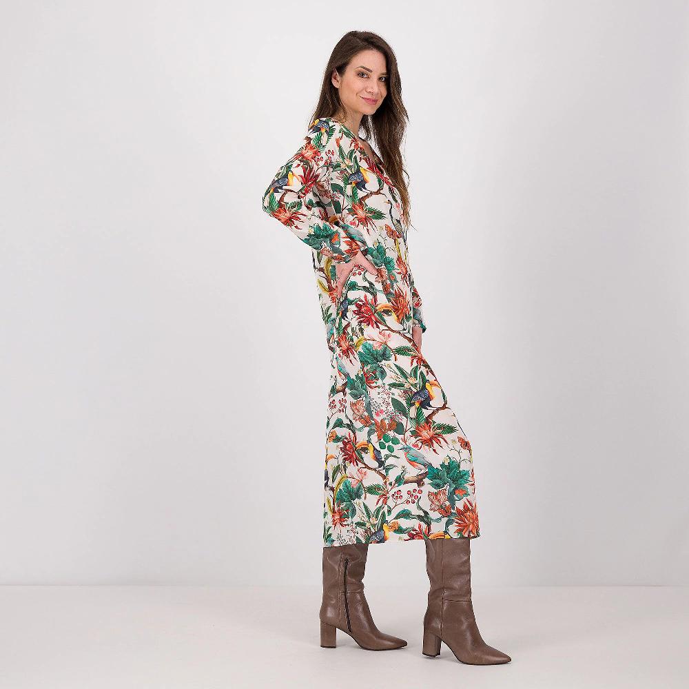 QVC Caterina Lancini Abito lungo fantasia con scollo a V e spacco sul fondo