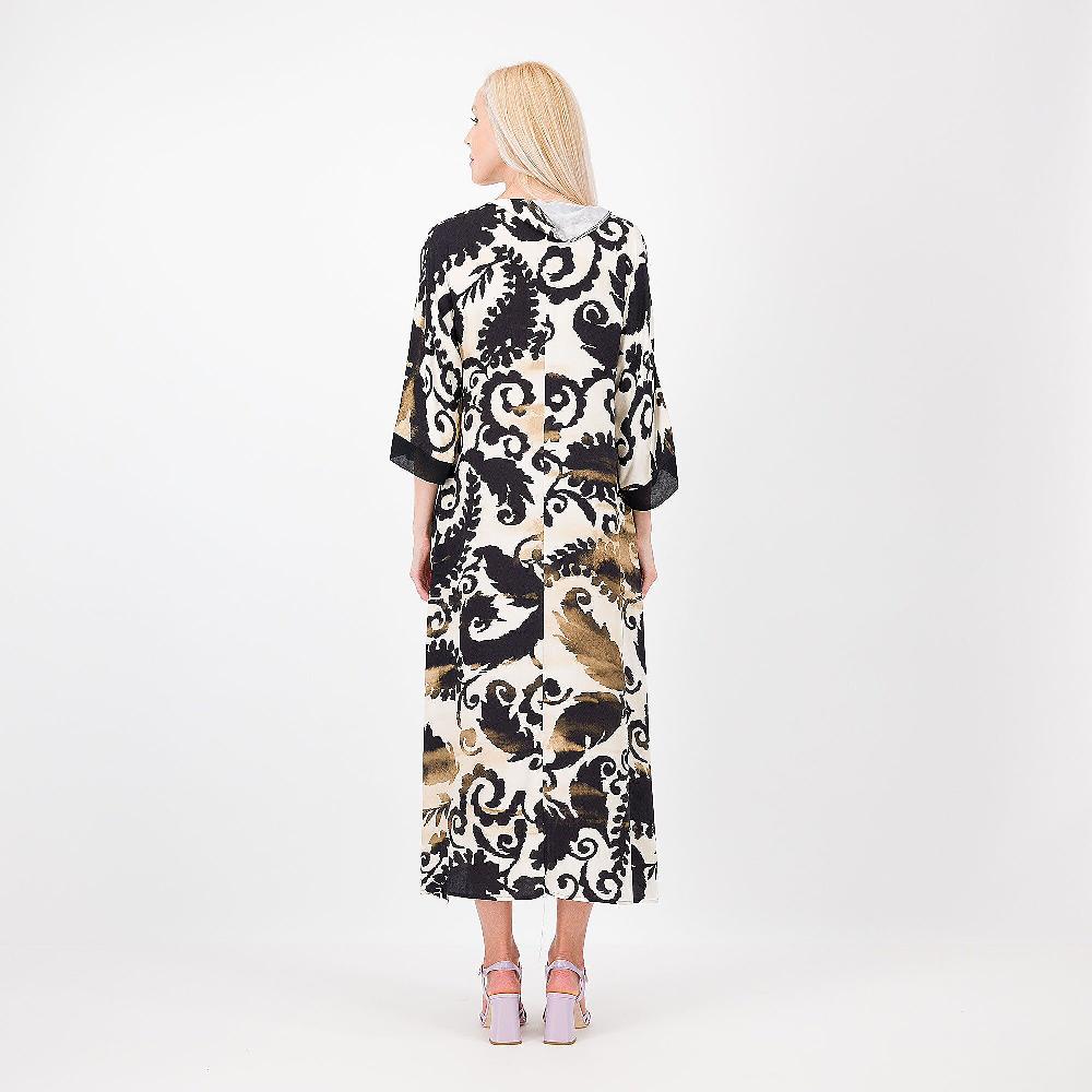 QVC Caterina Lancini Abito Lungo In Raso 100% Viscosa Manica A Kimono Made In Italy