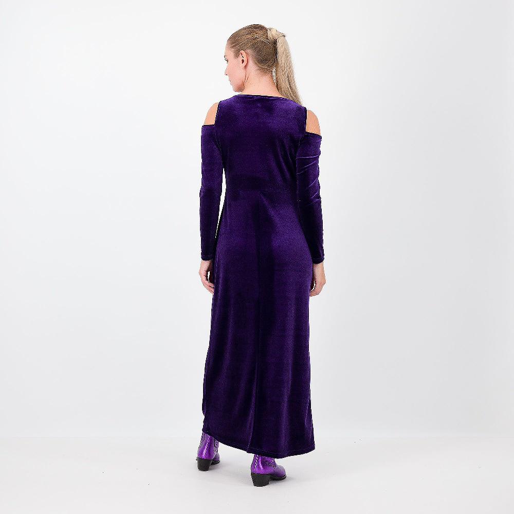 QVC Caterina Lancini Abito Lungo In Velluto Stretch Con Scollo Morbido