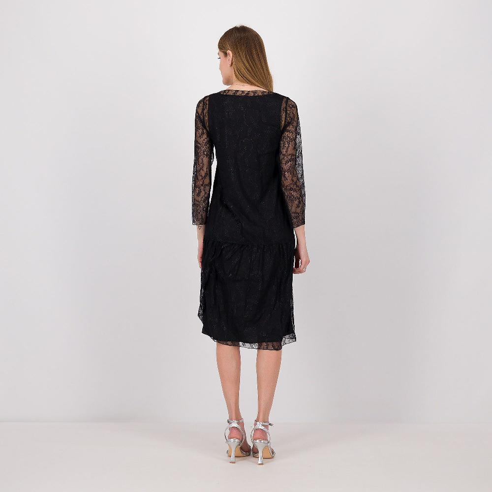 QVC Caterina Lancini Abito Midi In Pizzo Doppiato Con Maniche 7/8