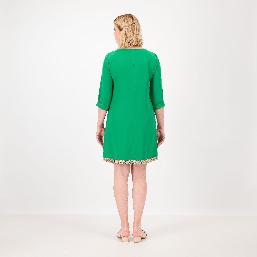 QVC Caterina Lancini Abito Scollo A V In Tessuto Fluido Con Bordi Paillettes Made In Italy