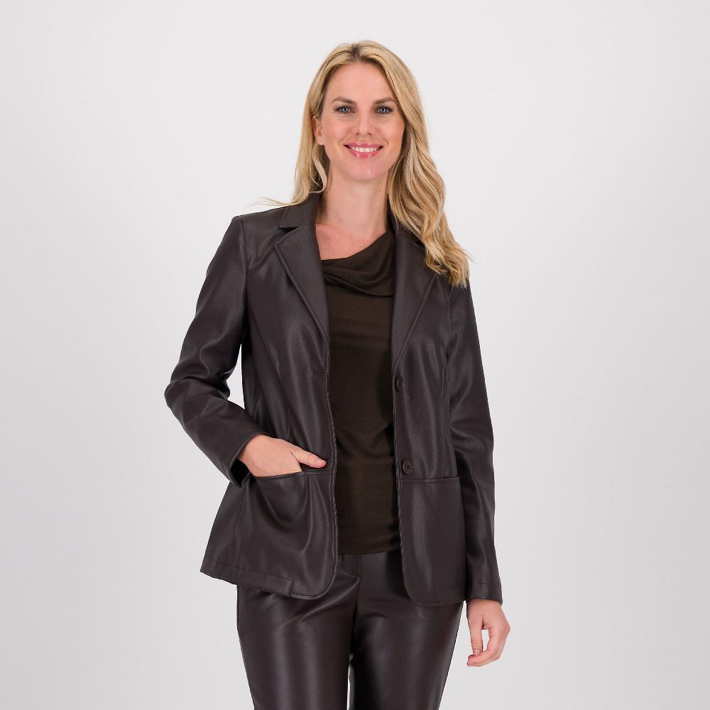 QVC Caterina Lancini Blazer a due bottoni in tessuto spalmato foderato